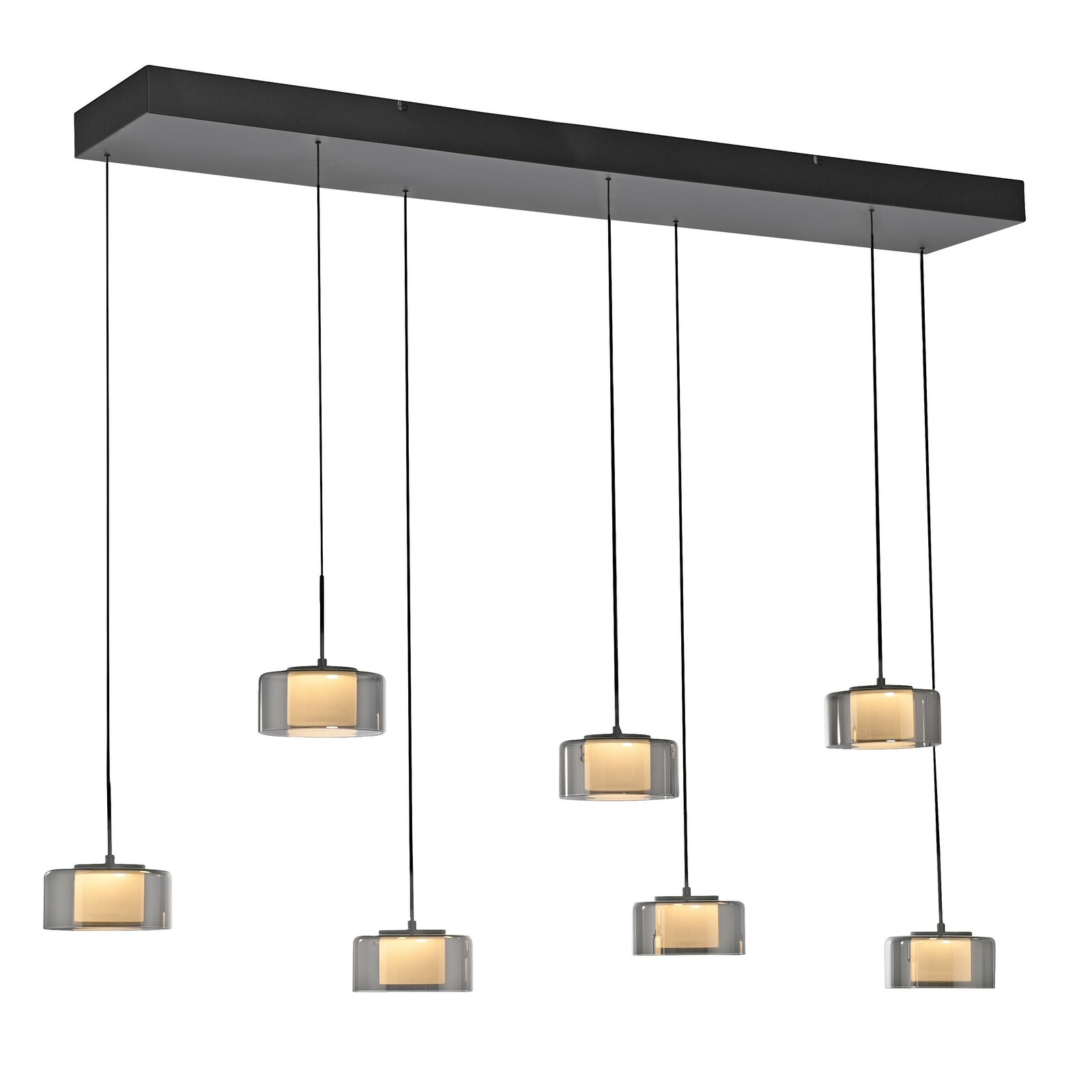 Paul Neuhaus Pendelleuchte RIKA Moderne Pendelleuchte RIKA mit sechs hängenden Lampen, seitliche Perspektive