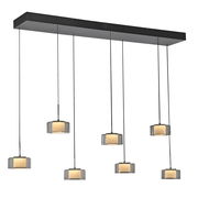 Moderne Pendelleuchte RIKA mit sechs hängenden Lampen, seitliche Perspektive