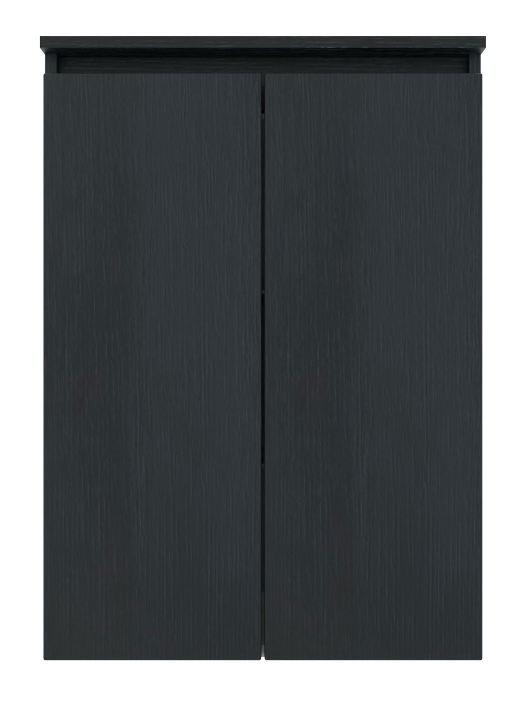 Frontansicht eines modernen, schwarzen Highboards mit zwei Türen.