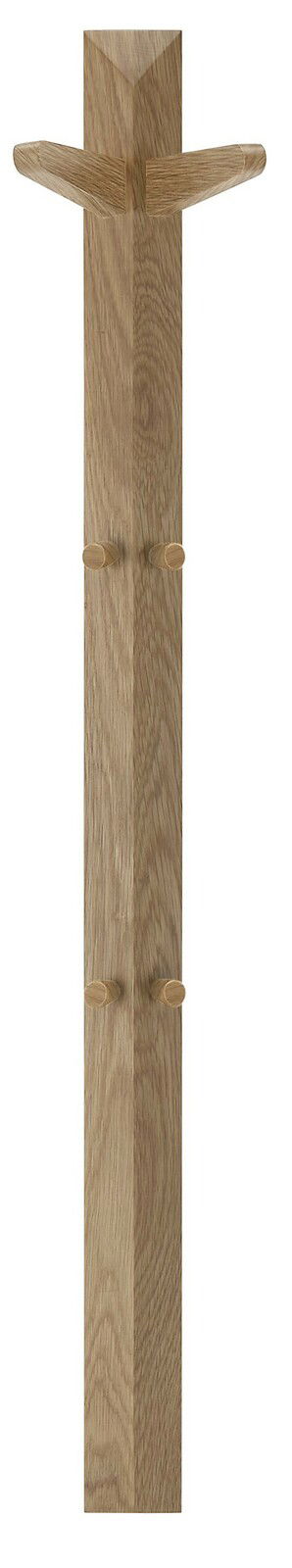 Garderobenleiste aus Holz mit mehreren Haken, frontal abgebildet.