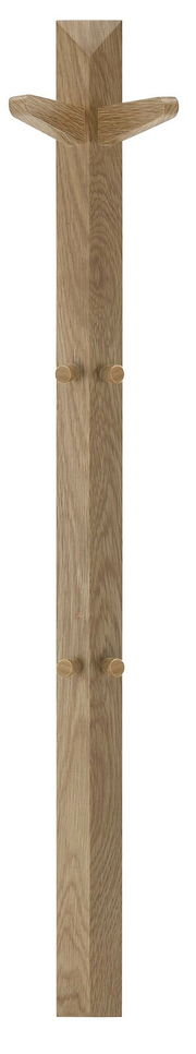 Garderobenleiste aus Holz mit mehreren Haken, frontal abgebildet.