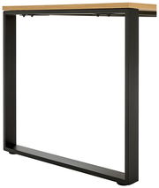 Schreibtischgestell aus schwarzem Metall mit Holzplatte, seitliche Perspektive