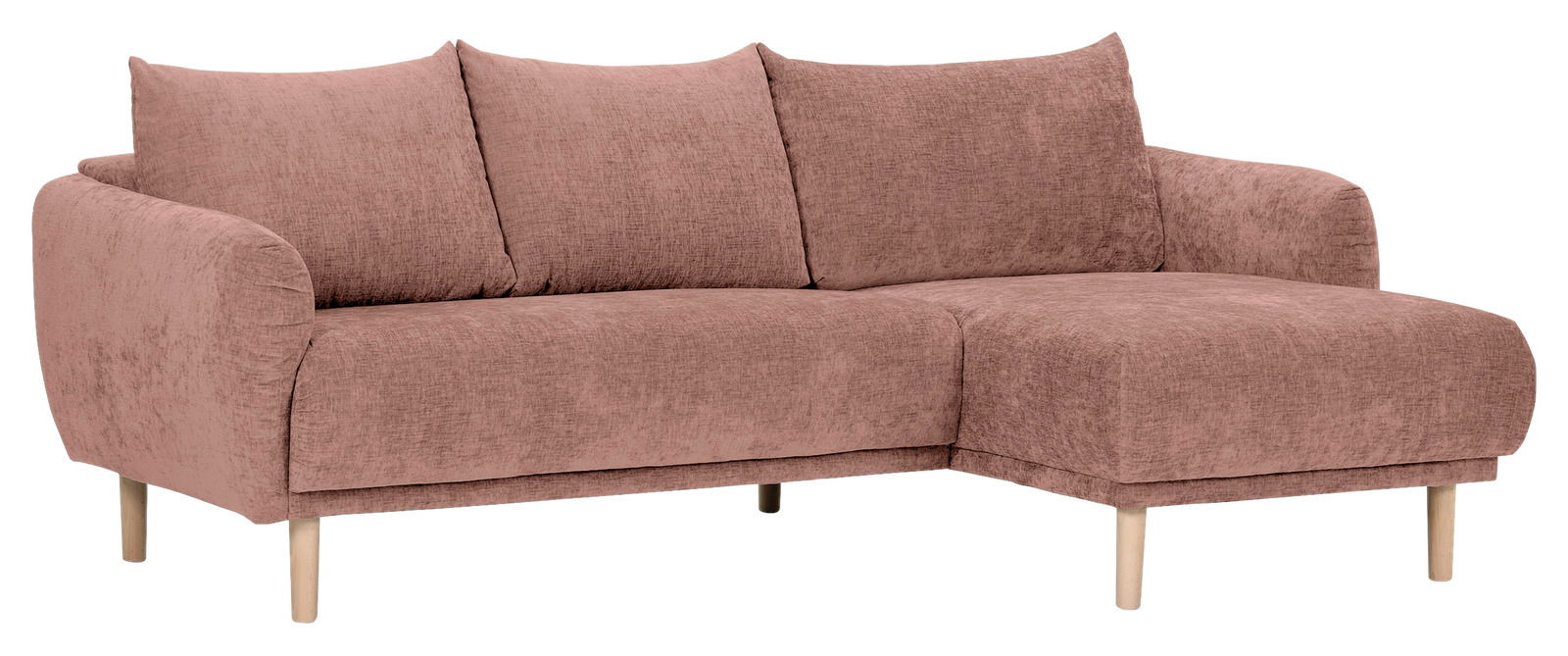 Z2 Ecksofa POWER Rosa Ecksofa mit Ottomane rechts, Vorderansicht
