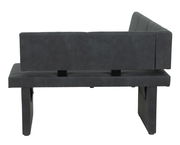 Rückansicht einer modernen, dunkelgrauen Eckbank mit gepolsterter Rückenlehne und Sitzfläche.