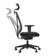 Ergonomischer Drehstuhl mit verstellbarer Rückenlehne und Kopfstütze, Seitenansicht