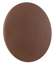 Runde LED-Außenwandleuchte in brauner Farbe, frontal abgebildet.