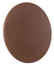 Runde LED-Außenwandleuchte in brauner Farbe, frontal abgebildet.