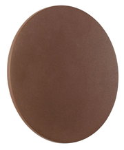 Ronde LED-buitenwandlamp in bruine kleur, afgebeeld van voren.