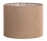 Zylindrischer, brauner Lampenschirm aus Stoff, seitliche Perspektive