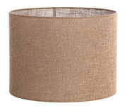 Zylindrischer, brauner Lampenschirm aus Stoff, seitliche Perspektive