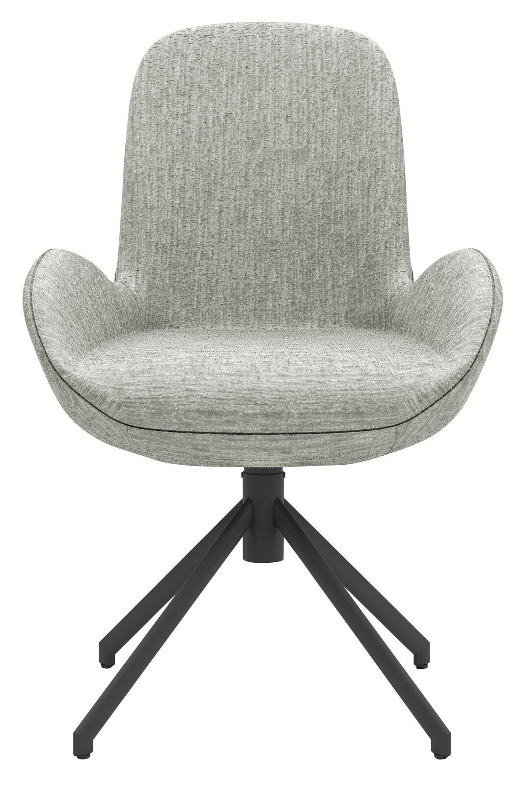 Musterring Armlehnstuhl MR HELVIN Moderner Armlehnstuhl mit grauem Stoffbezug und schwarzem Metallgestell, Frontalansicht