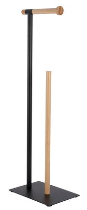 Moderner Toilettenrollenhalter aus Bambus und Metall, seitliche Perspektive