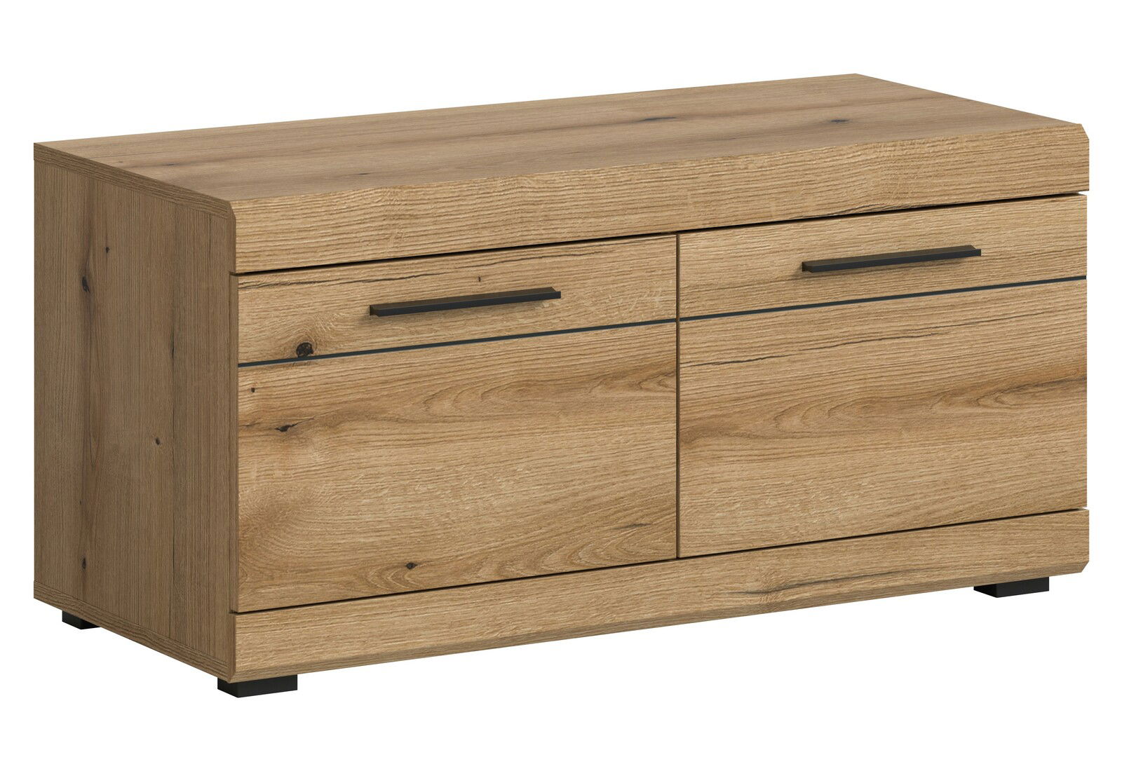 MID.YOU Sitzbank SCOUT Holz-Sitzbank mit zwei Schubladen und zwei Türen, seitliche Perspektive