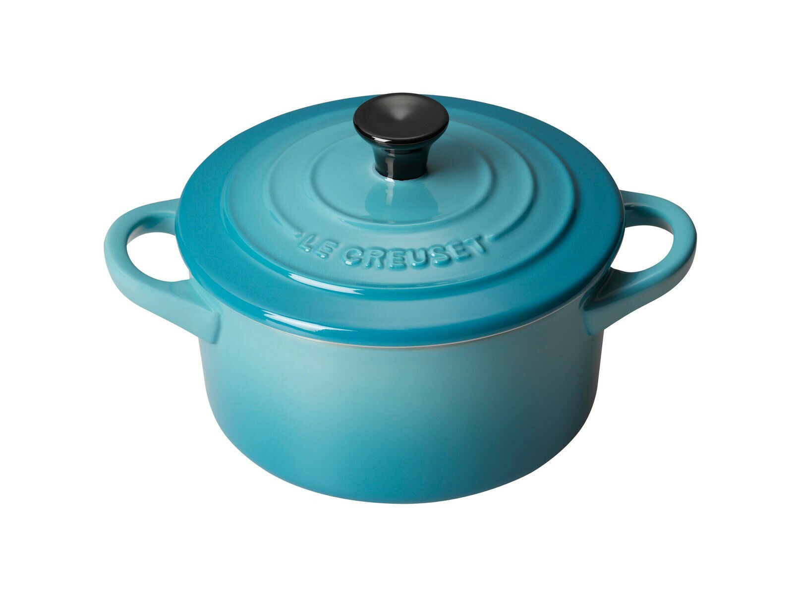 Mini-Cocotte in Karibikblau, Ansicht von schräg oben