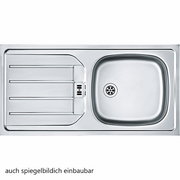 Edelstahlspüle mit Abtropffläche, Draufsicht, auch spiegelbildlich einbaubar