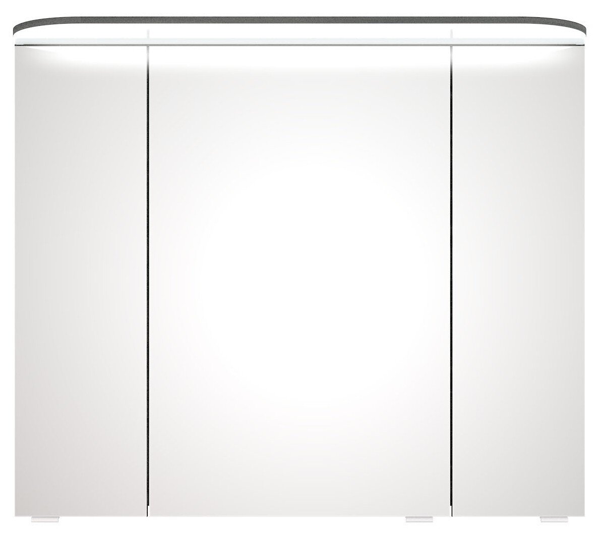 Moderner Spiegelschrank mit drei Türen und integrierter Beleuchtung, Frontalansicht