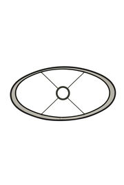 Ovaler Lampenschirm von oben mit Metallstreben und zentraler Halterung