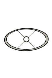 Ovaler Lampenschirm von oben mit Metallstreben und zentraler Halterung