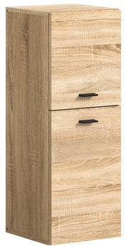 Moderner Badschrank aus Holz mit zwei Schubladen, seitliche Perspektive