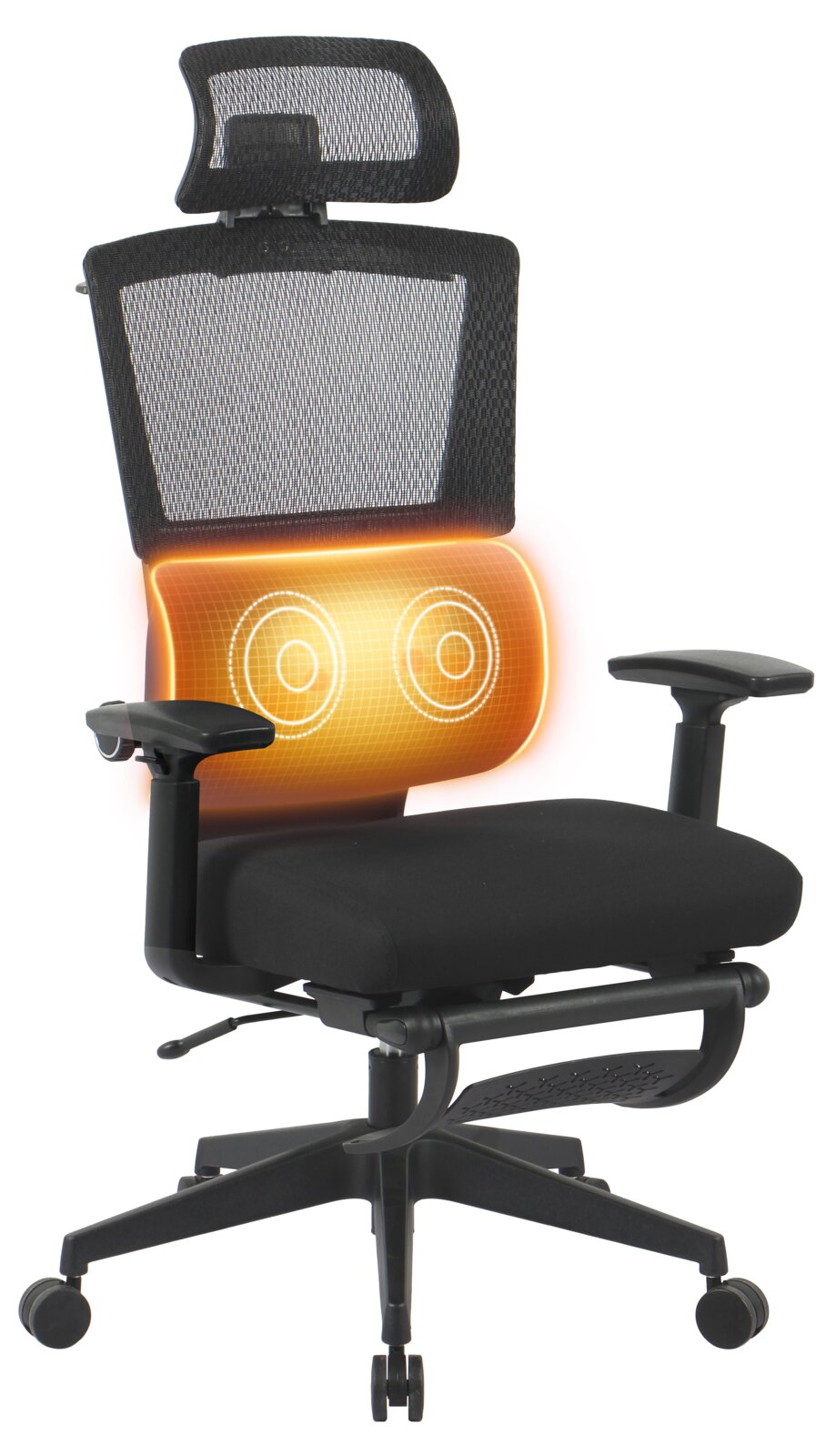Ergonomische directiestoel met rugleuning van gaas en verstelbare armleuningen, zijaanzicht