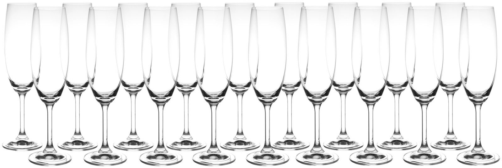 Sektglas-Set 18-tlg. in Frontalansicht, elegant und transparent, ideal für festliche Anlässe.
