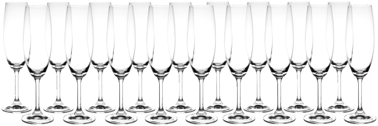 Sektglas-Set 18-tlg. in Frontalansicht, elegant und transparent, ideal für festliche Anlässe.