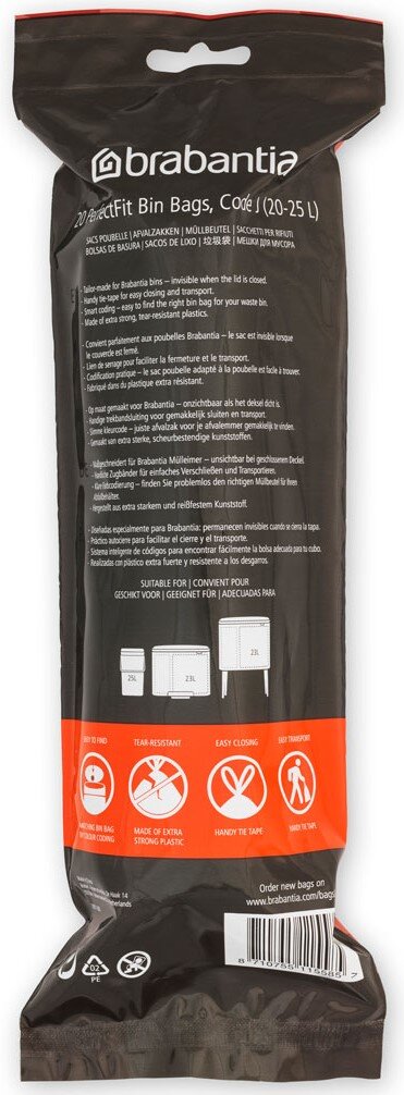 Verpackung von Brabantia Müllbeuteln, 20-25 Liter, Vorderansicht