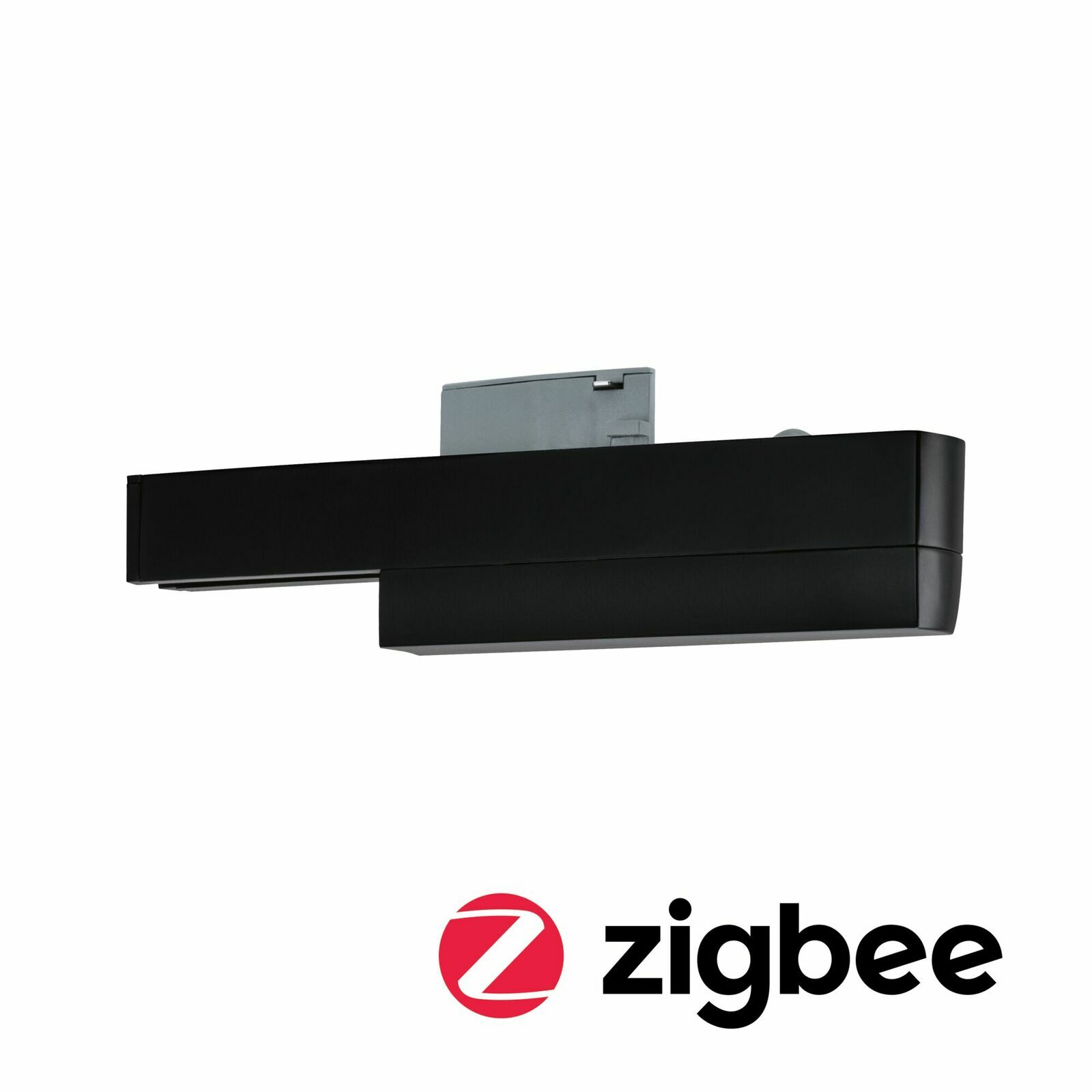 Schwarzer SingleAdapter Zigbee aus seitlicher Perspektive mit Zigbee-Logo