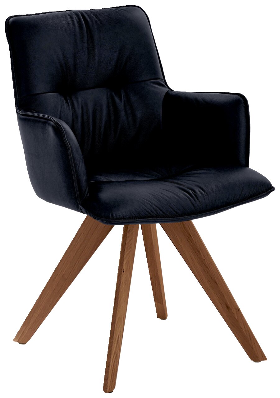 Dieter Knoll Design-Schalensessel PREMIO Schwarzer Design-Schalensessel mit gepolsterter Sitzfläche und Rückenlehne, auf vier hölzernen Beinen, seitliche Perspektive