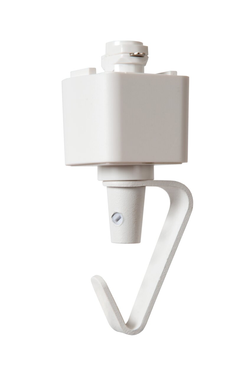 Weißer Pendelleuchten-Adapter mit Haken, seitliche Perspektive