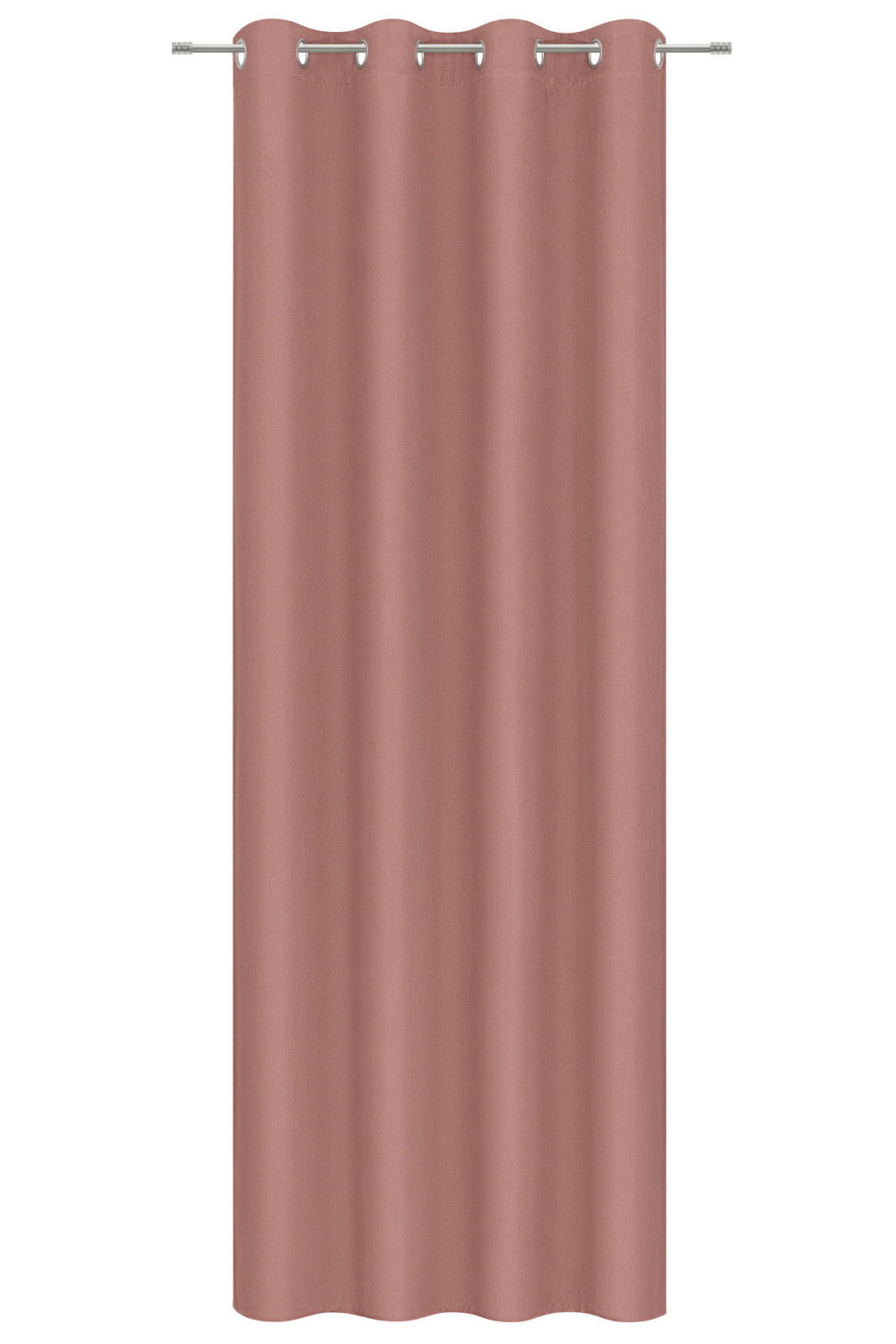 Esposa Ösenschal 130x245cm Rosa Ösenschal aus Stoff, frontal fotografiert, mit gleichmäßigen Falten und silbernen Ösen zur Aufhängung.