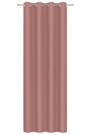 Rosa Ösenschal aus Stoff, frontal fotografiert, mit gleichmäßigen Falten und silbernen Ösen zur Aufhängung.