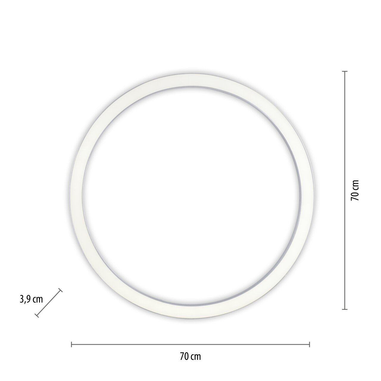 Ronde plafondlamp PURE-LINES van Paul Neuhaus, bovenaanzicht, diameter 70 cm, hoogte 3,9 cm