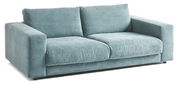 Zweiersofa aus hellblauem Cordstoff, Vorderansicht