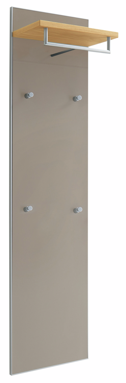 VOSS Garderobenpaneel SANTINA Garderobenpaneel mit Holzablage und vier Haken, seitliche Perspektive