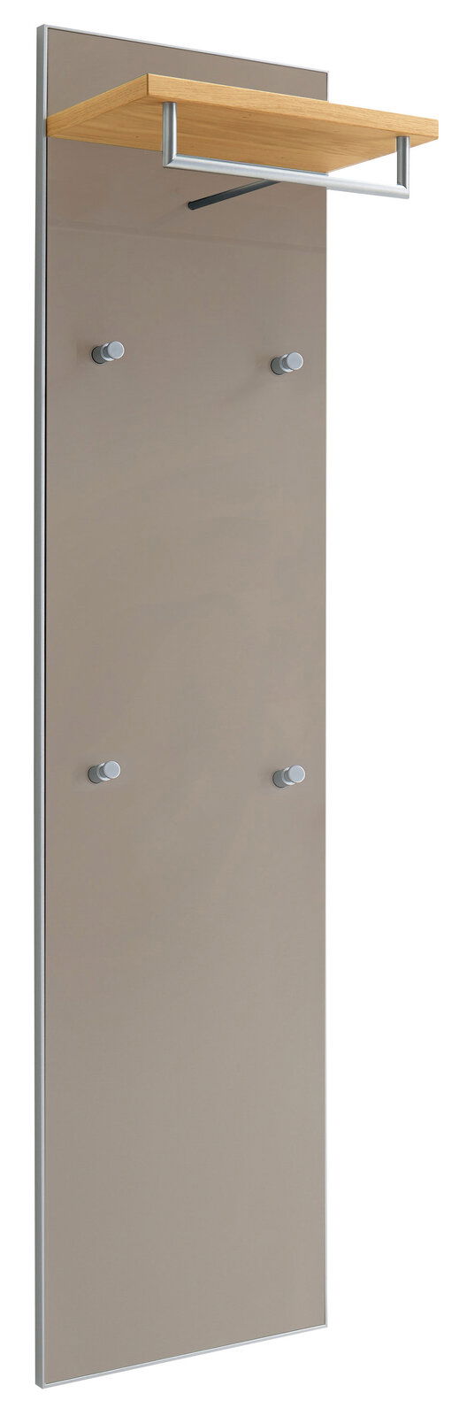 VOSS Garderobenpaneel SANTINA Garderobenpaneel mit Holzablage und vier Haken, seitliche Perspektive