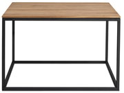 Moderner Beistelltisch mit Holzplatte und schwarzem Metallgestell, Frontalansicht