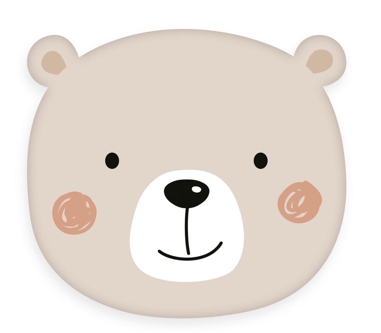 Herding Bär-Formkissen LITTLE BEAR Niedliches Bär-Formkissen in Frontalansicht mit lächelndem Gesicht und rosa Wangen.