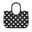 Schwarze Tasche mit weißen Punkten und ovalem Griff, Vorderansicht