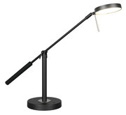 Schwarze LED-Schreibtischleuchte mit verstellbarem Arm, seitliche Perspektive