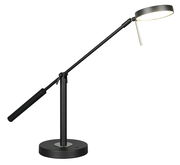 Schwarze LED-Schreibtischleuchte mit verstellbarem Arm, seitliche Perspektive