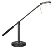 Schwarze LED-Schreibtischleuchte mit verstellbarem Arm, seitliche Perspektive