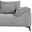 Graues Sofa mit geripptem Stoffbezug, Ansicht von der Seite mit Armlehne und Kissen.
