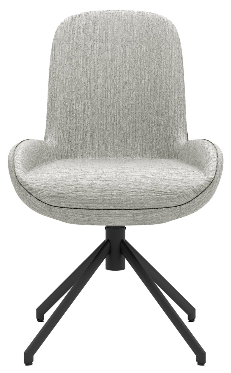 Musterring Stuhl MR HELVIN Moderner Stuhl mit grauem Stoffbezug und schwarzem Metallgestell, Frontalansicht