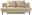 Beige Querschläfer-Sofa mit zwei großen Rückenkissen, frontal betrachtet.