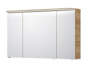 Moderne spiegelkast met drie deuren en houten frame, zijaanzicht