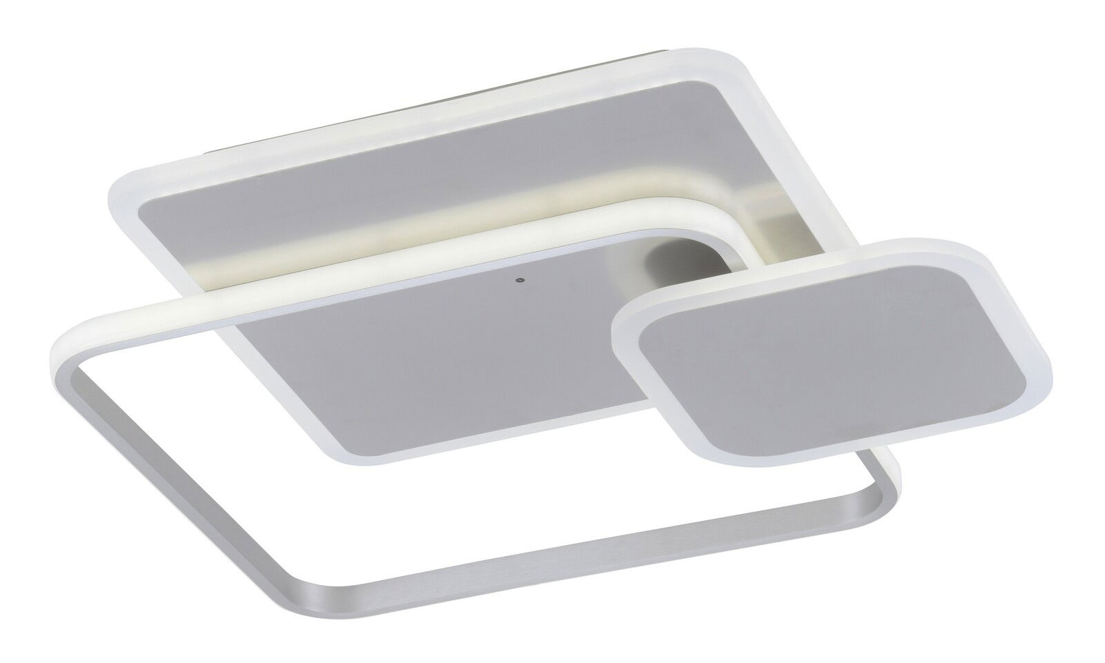 Moderne Deckenleuchte mit quadratischem Design, seitliche Perspektive