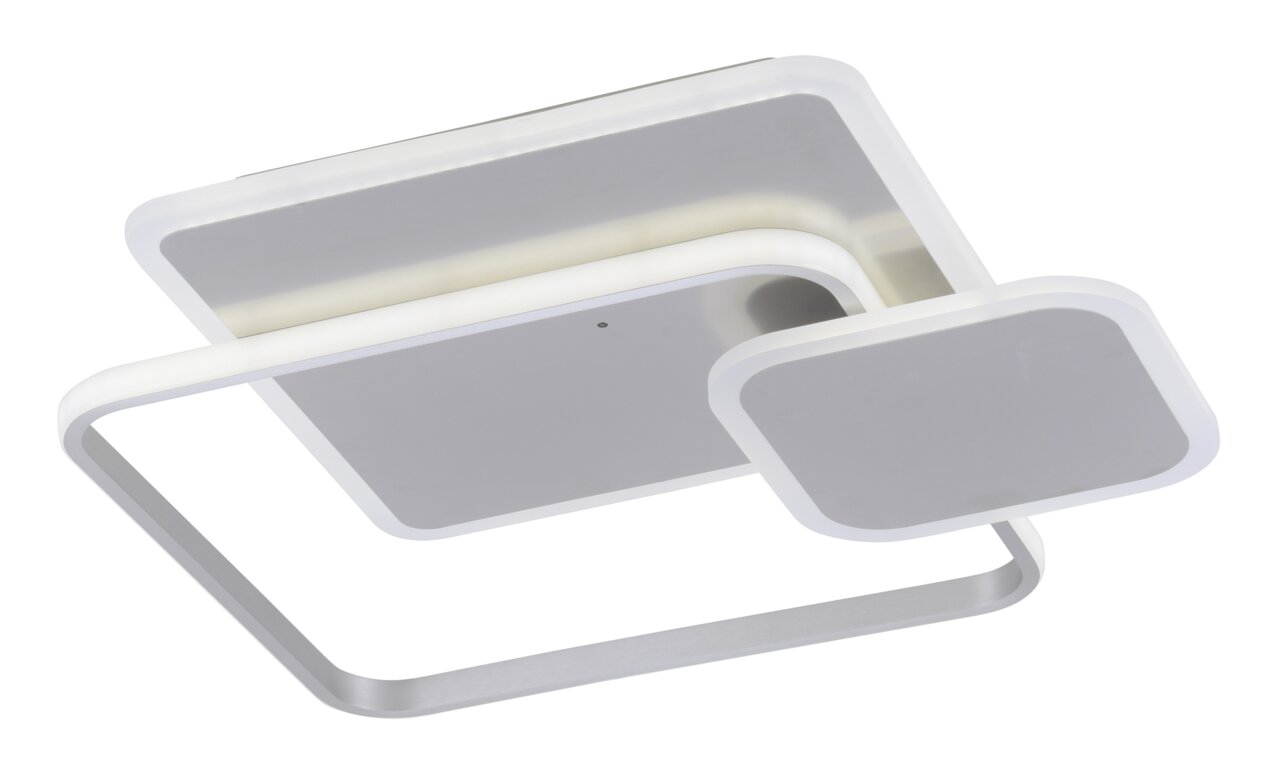 Moderne Deckenleuchte mit quadratischem Design, seitliche Perspektive