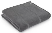 Graues, gefaltetes Strandtuch in der Größe 90x180cm, seitliche Perspektive