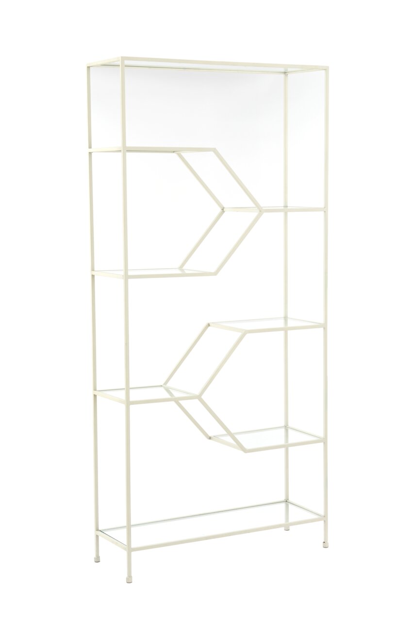 Light&Living Standregal AINO Modernes, weißes Standregal mit geometrischem Design, seitliche Perspektive
